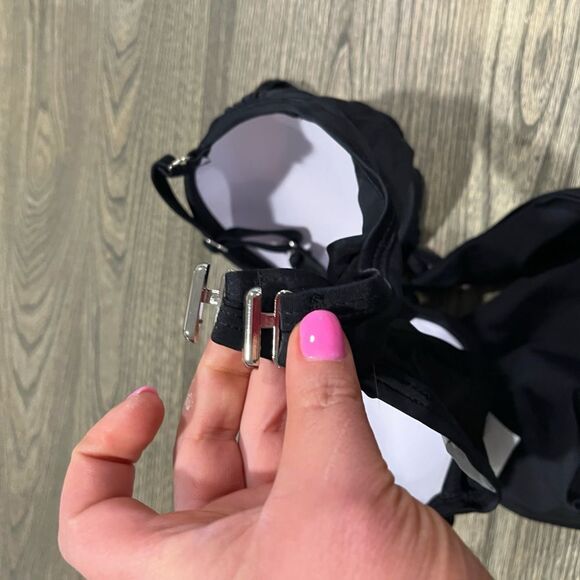 NWOT Jacques Designs Bathing Suit 2 Piece Bikini Padded Tie Bottom Black Medium - Picture 6 of 8